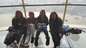 TY students and Ms. Murphy on top of the Oriental Pearl TV Tower.