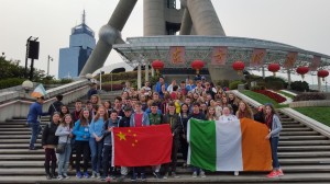 The group of students who took part in the Shanghai Easter Camp 2016 pictured in front of the Oriental Pearl TV Tower.