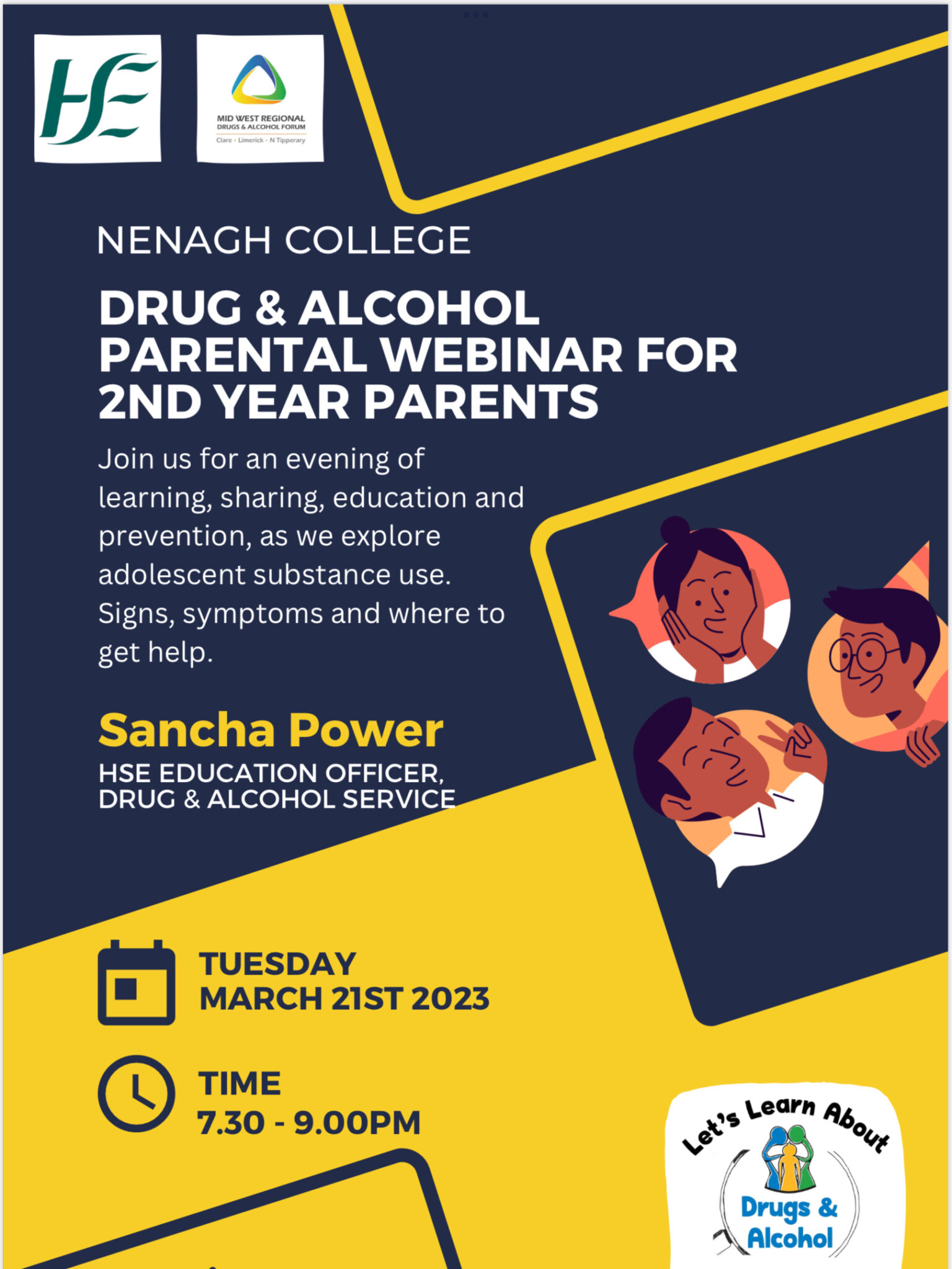 Drug And Alcohol Parental Webinar For 2nd Year Parents – Nenagh College